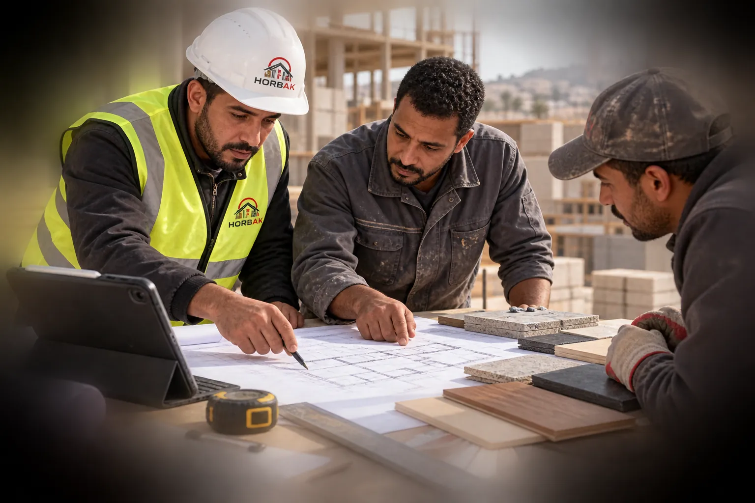 Plans et matériaux pour la préparation d’un chantier au Maroc
